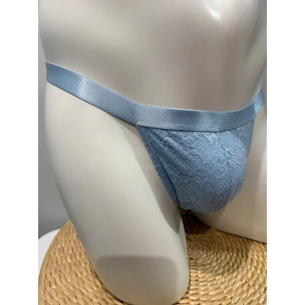 Cosabella NSN Men's Italian Lace Thong Aasmani Blue Designer Underwear size M